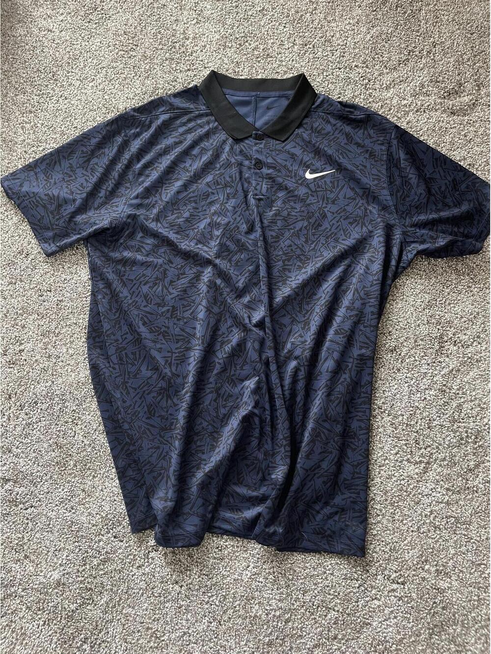 Nike Dri-FIT Polo XL DV8497-410 Blue Black Print Golf Shirt